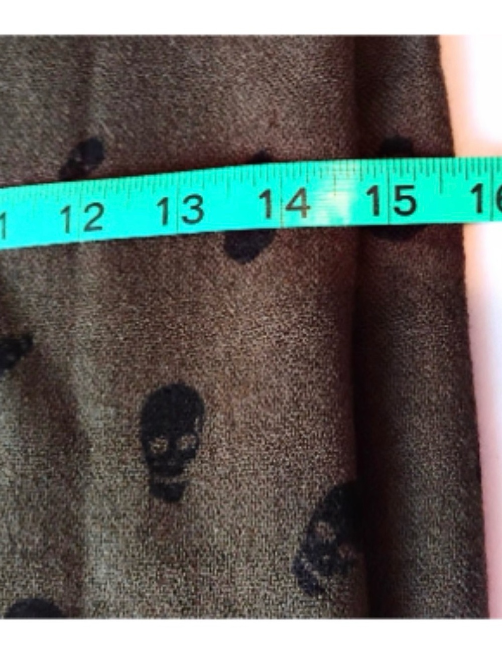 Mossimo Supply Co. Dark Green Scarf with Black Skull Print - Picture 3 of 7